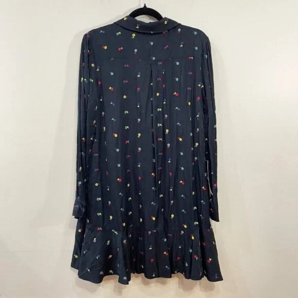 New Tuckernuck Callahan Embroidered Shirtdress Dark Navy Large $228 - Picture 3 of 6